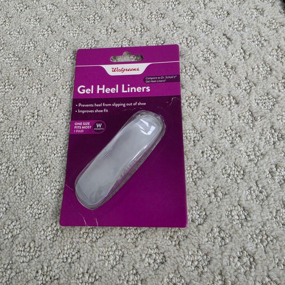 Walgreens Women Gel Heel Liners 1 Pair Clear One Size Fits Most NEW